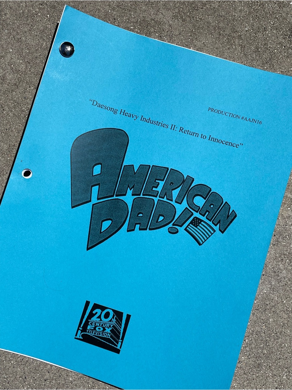 American Dad 2015 Daesong II Return Innocence Production Used Table Draft Script